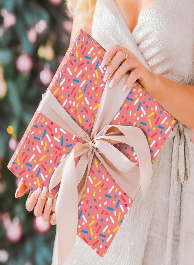 AnyDesign 12 Sheet Sweet Wrapping Paper Pink Donuts Cupcake Muffin Pattern Gift Wrap Bulk Dessert Print Art Paper for Birthday Wedding Baby Shower DIY Crafts Gift Packing, 19.7x27.6 Inch, Folded Flat - Image 4